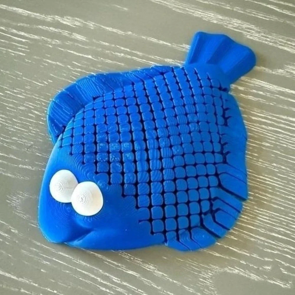 Blue 3D‎ Printed Fish Desk Buddy Shelf Decor Unique Fun Gift